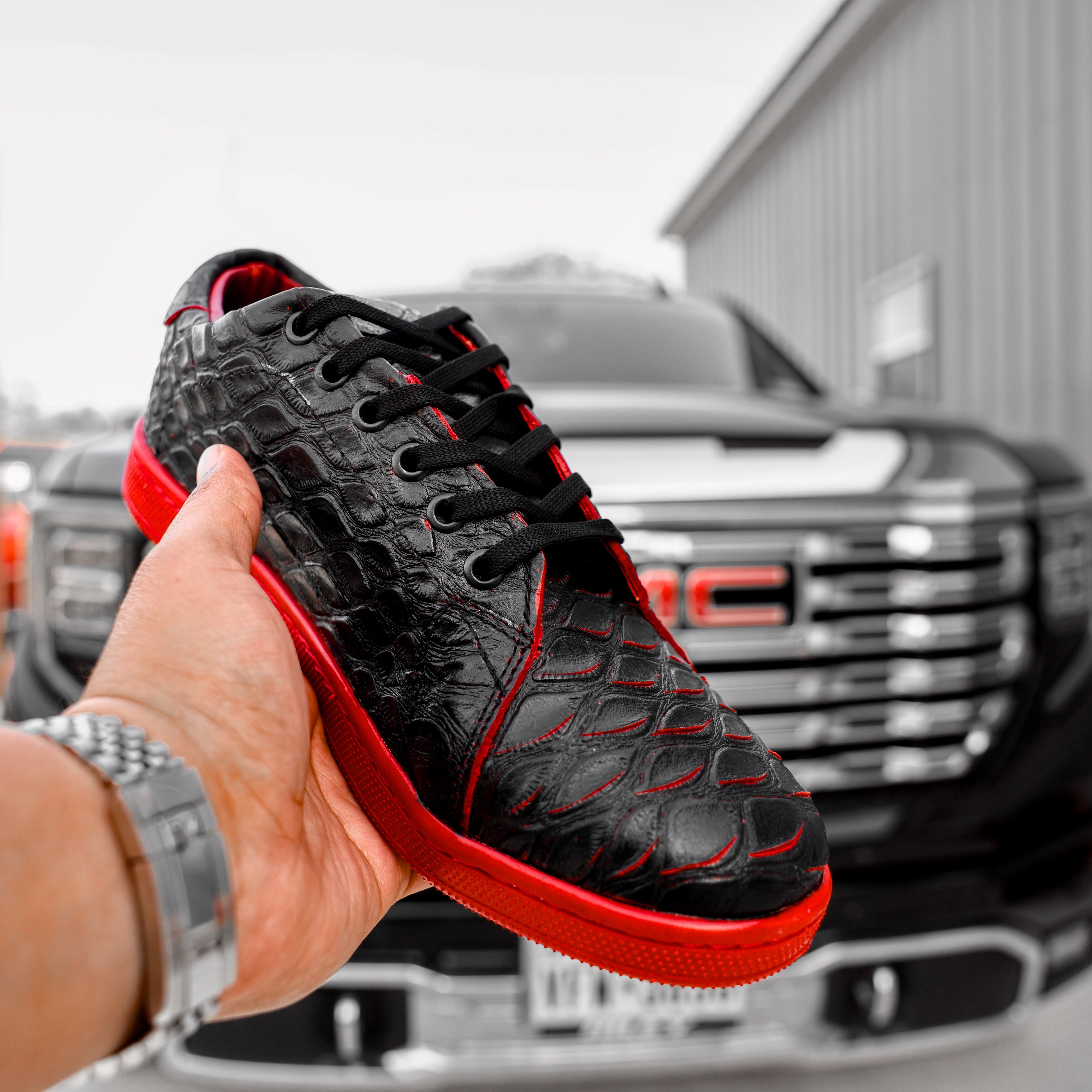 Black/Red Anteater Leather Shoes