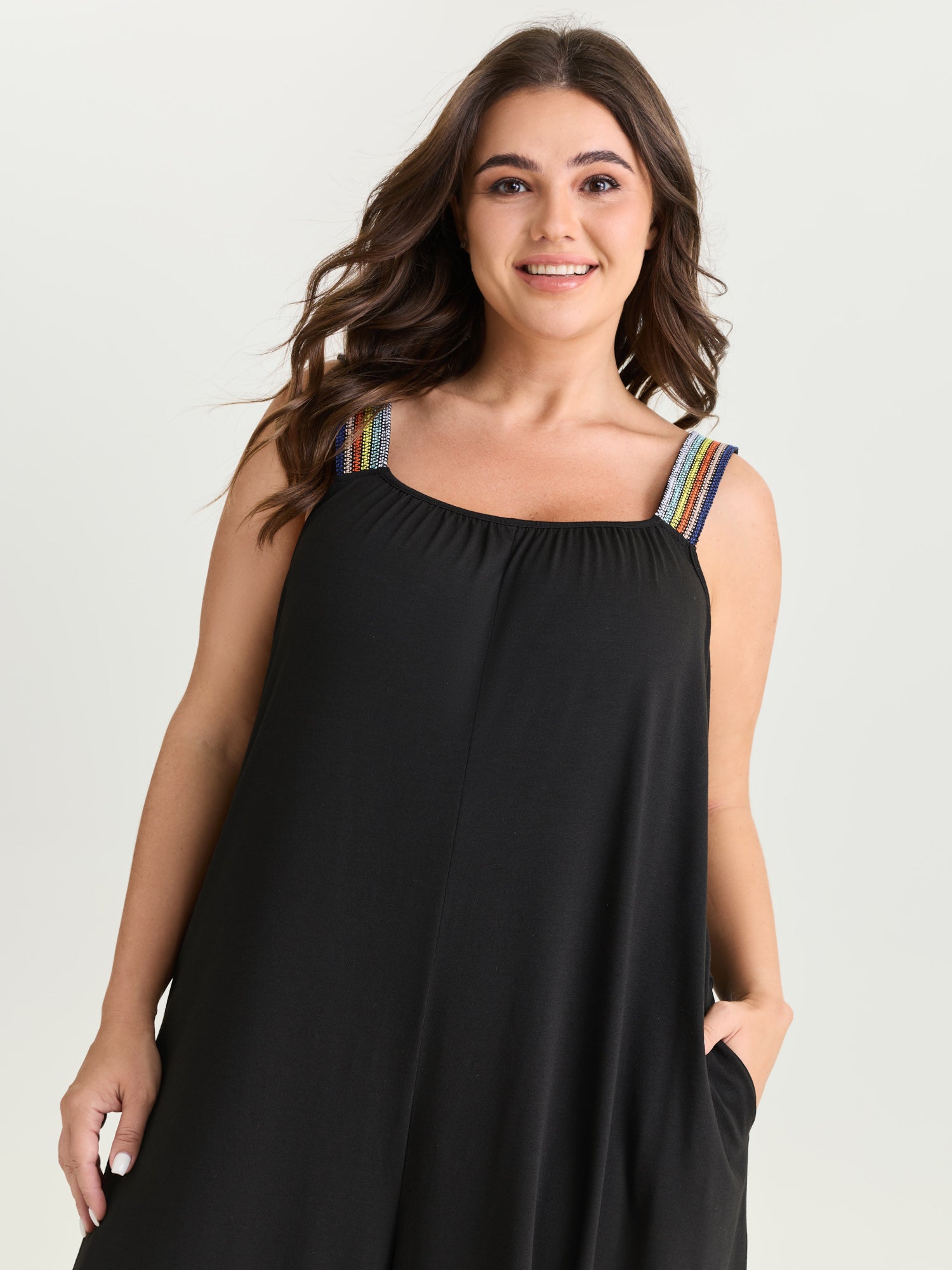 Supersoft Stretchy Colorful Straps Jumpsuit