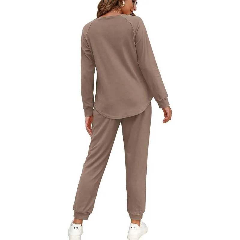 Two Piece Outfits for Women Lounge Sets Button Down Sweatshirt