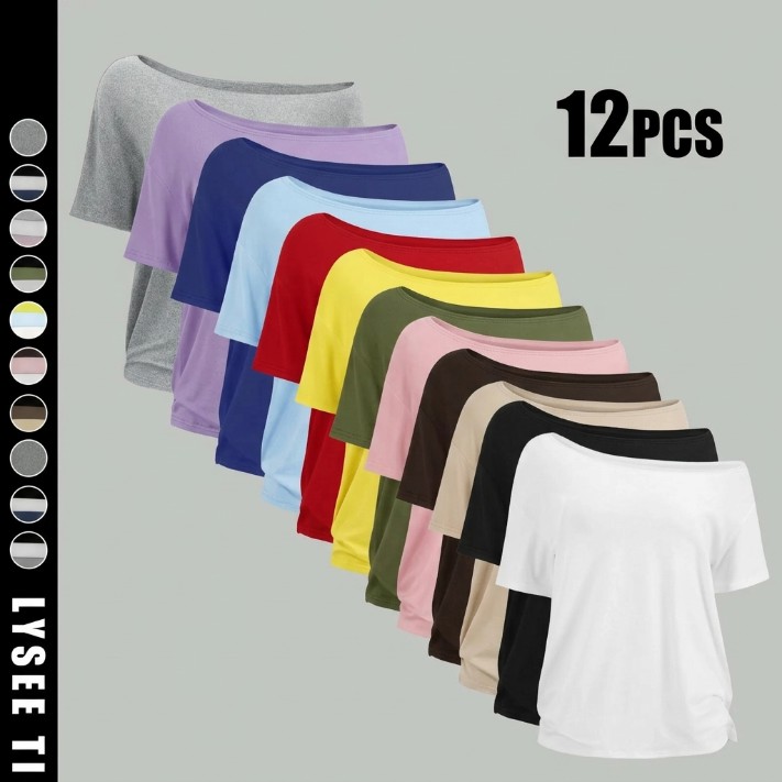 🔥Women's Solid Color Tee, Casual Basic Essential Short Sleeve T-shirt Top