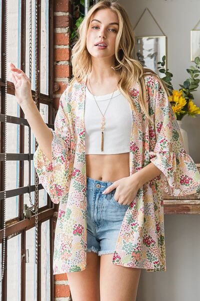 Multi Color Floral Open Cardigan