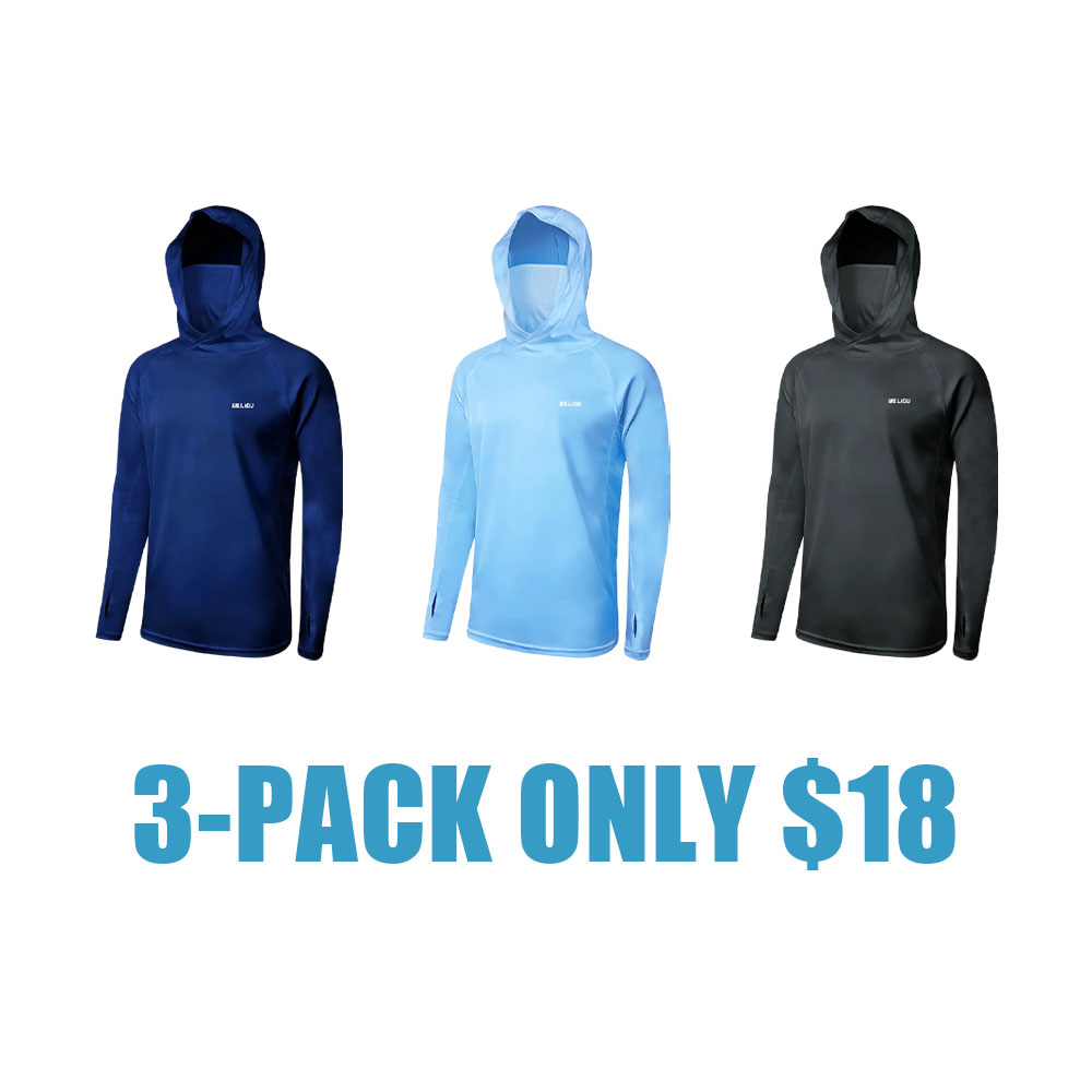 Men's UPF 50+ Sun Protection Hoodie with Face Mask & Neck Gaiter