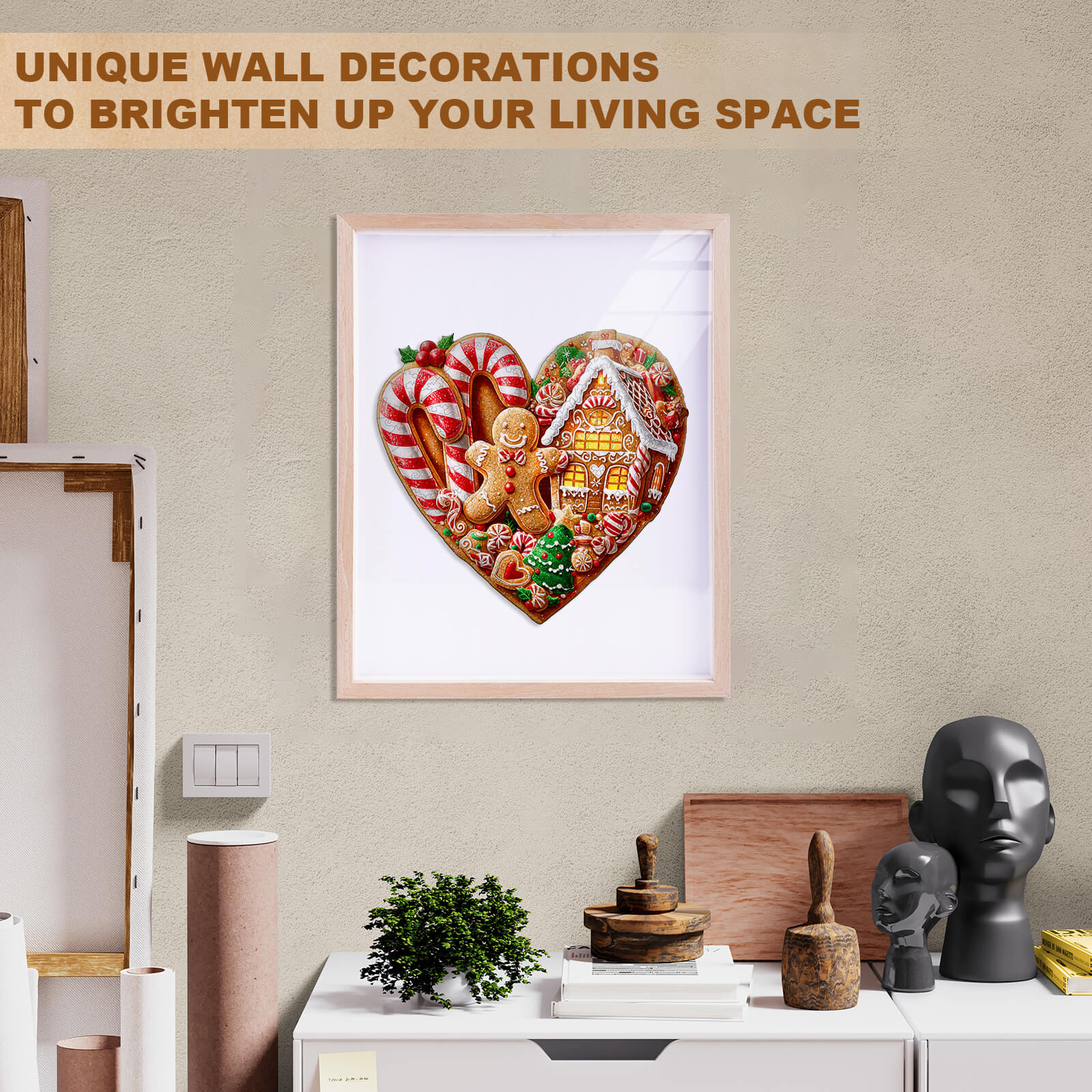 Heart-shaped Christmas cookies Wooden Jigsaw Puzzle