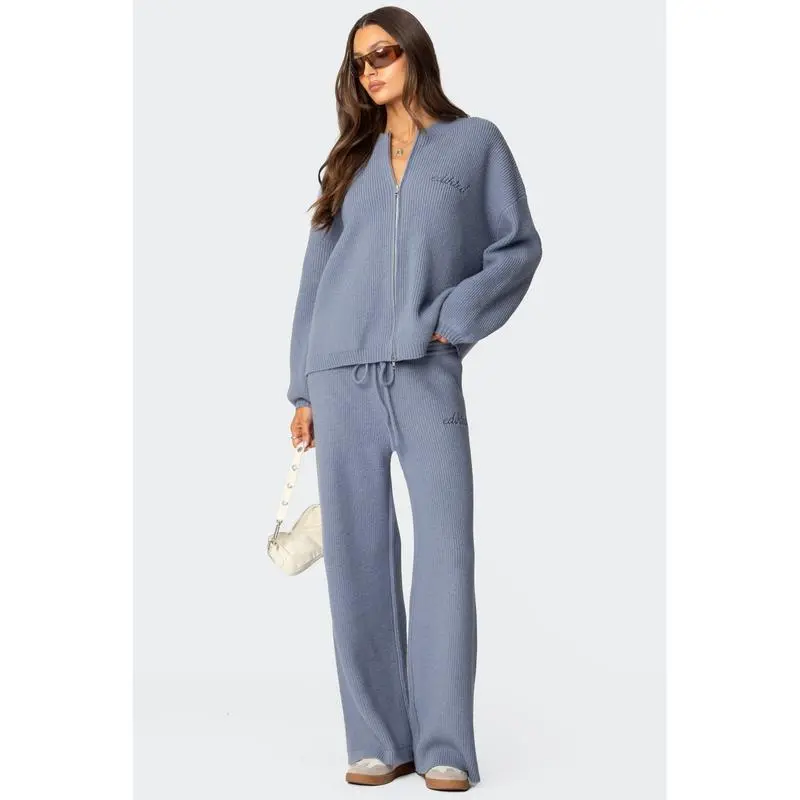 Knit Zip Up Sweater Set