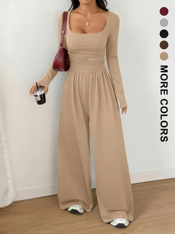 Women's Fall Winter Knit Wide Leg Jumpsuit
