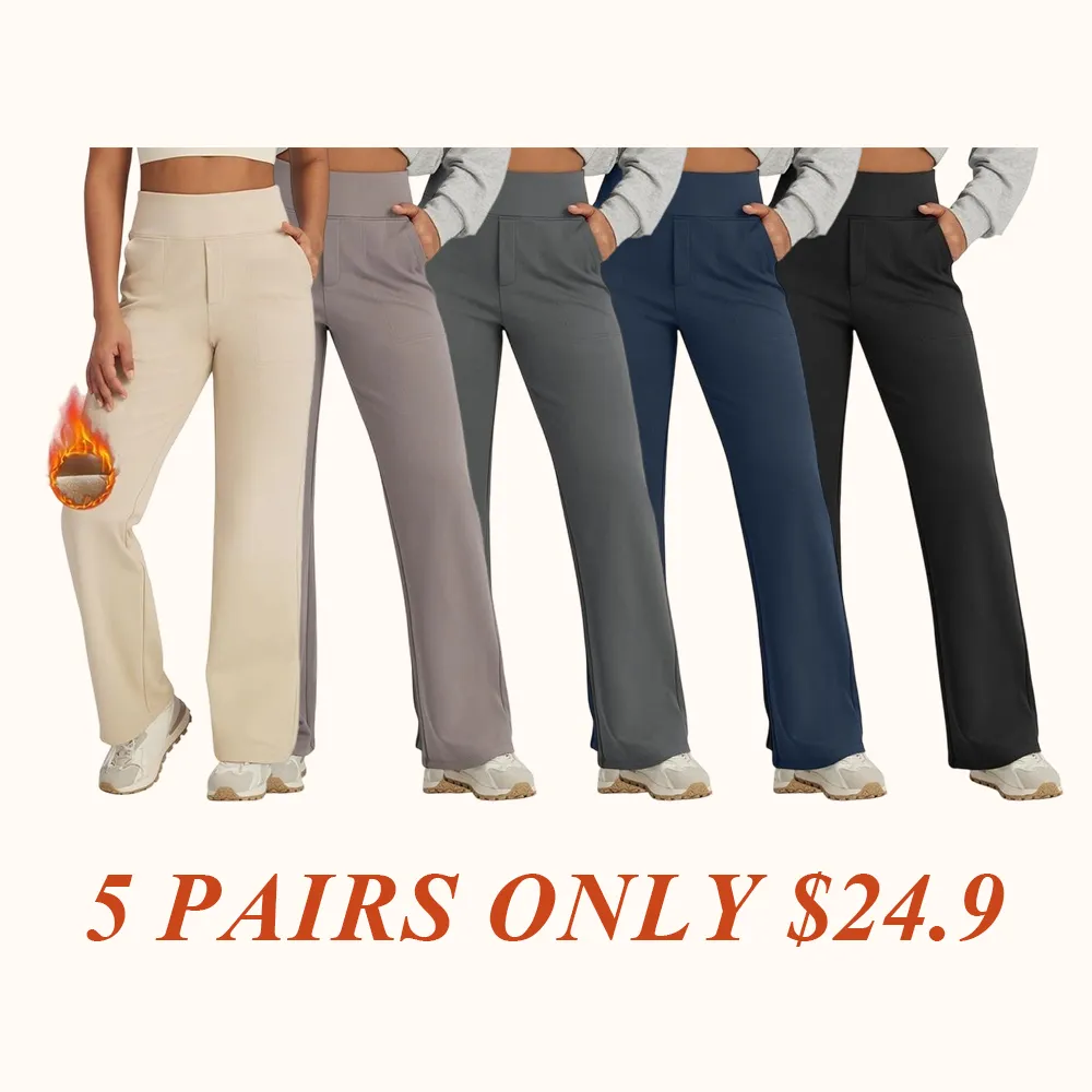 Fleece Lined Pants Women Wide Leg Sweatpants Women Warm Winter Pajamas Pants