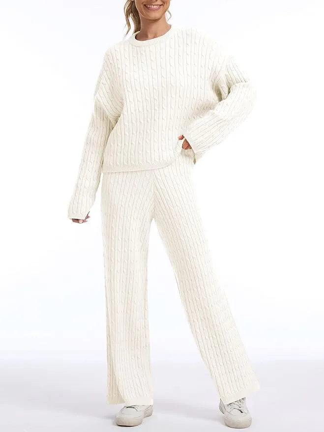 Women's Cable Knit Sweater Lounge Set