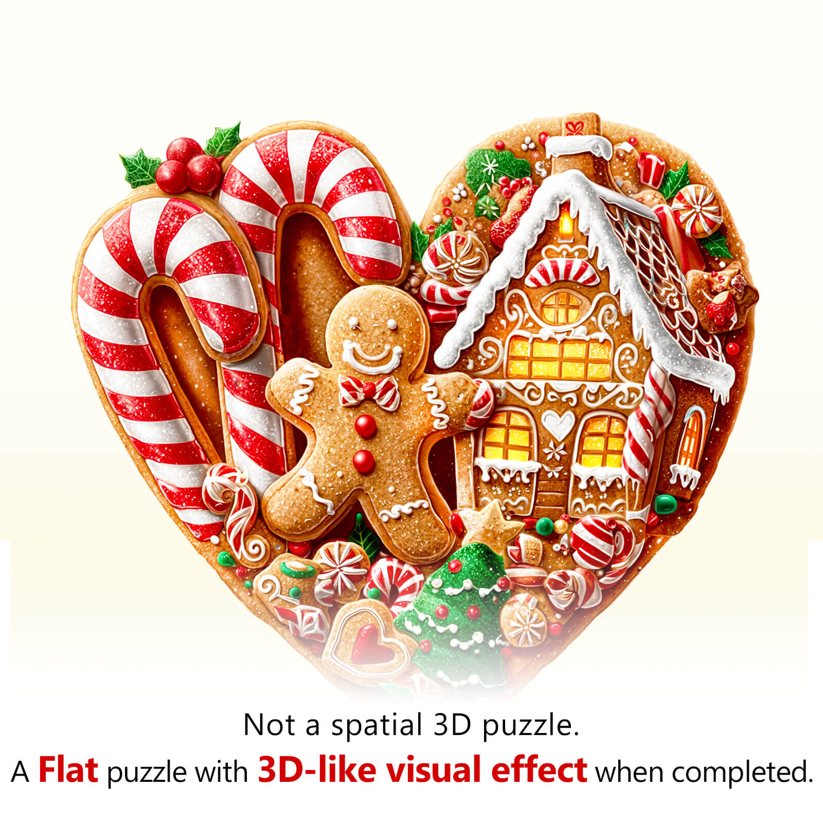 Heart-shaped Christmas cookies Wooden Jigsaw Puzzle