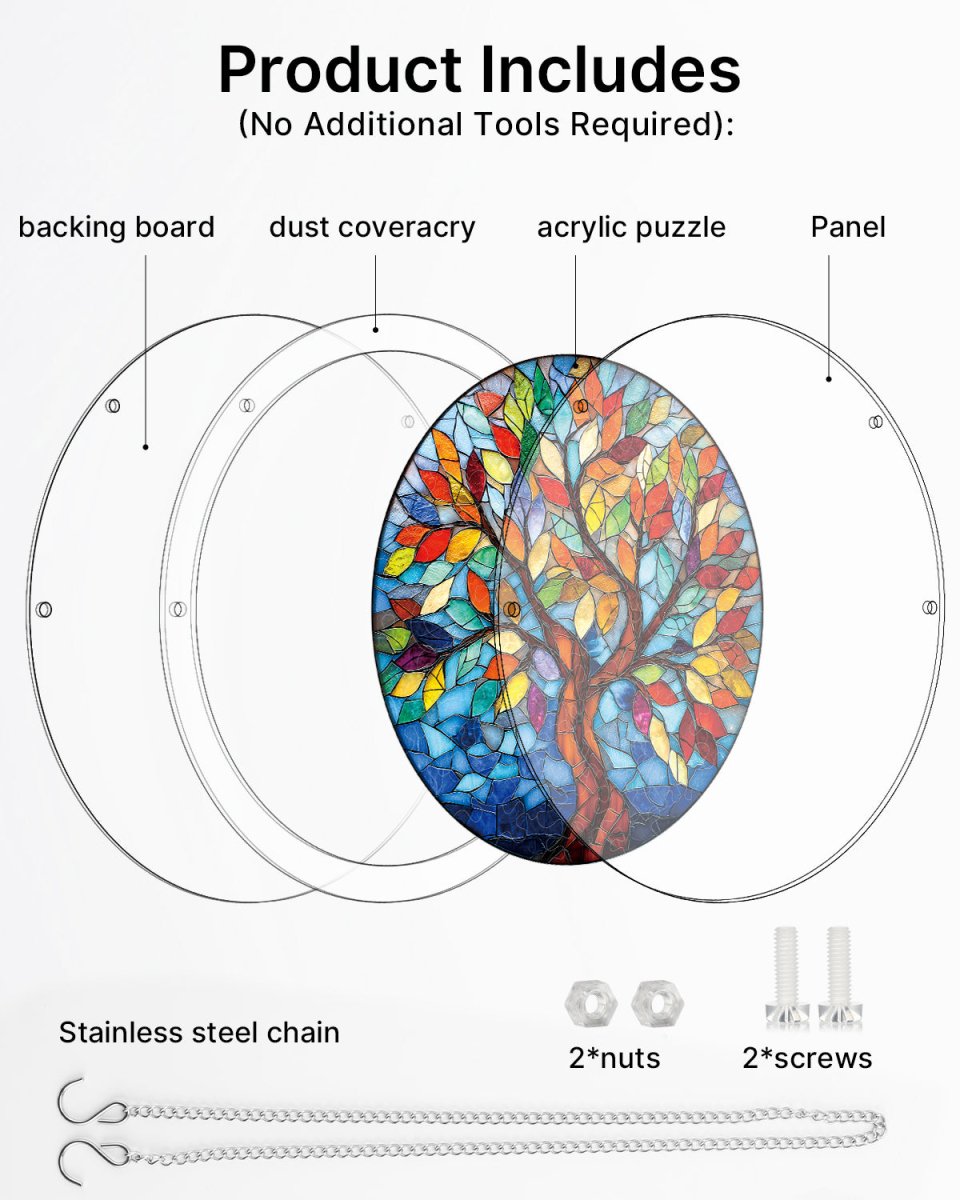 Acrylic Jigsaw Puzzle Suncatcher - Tree of Radiant Glass