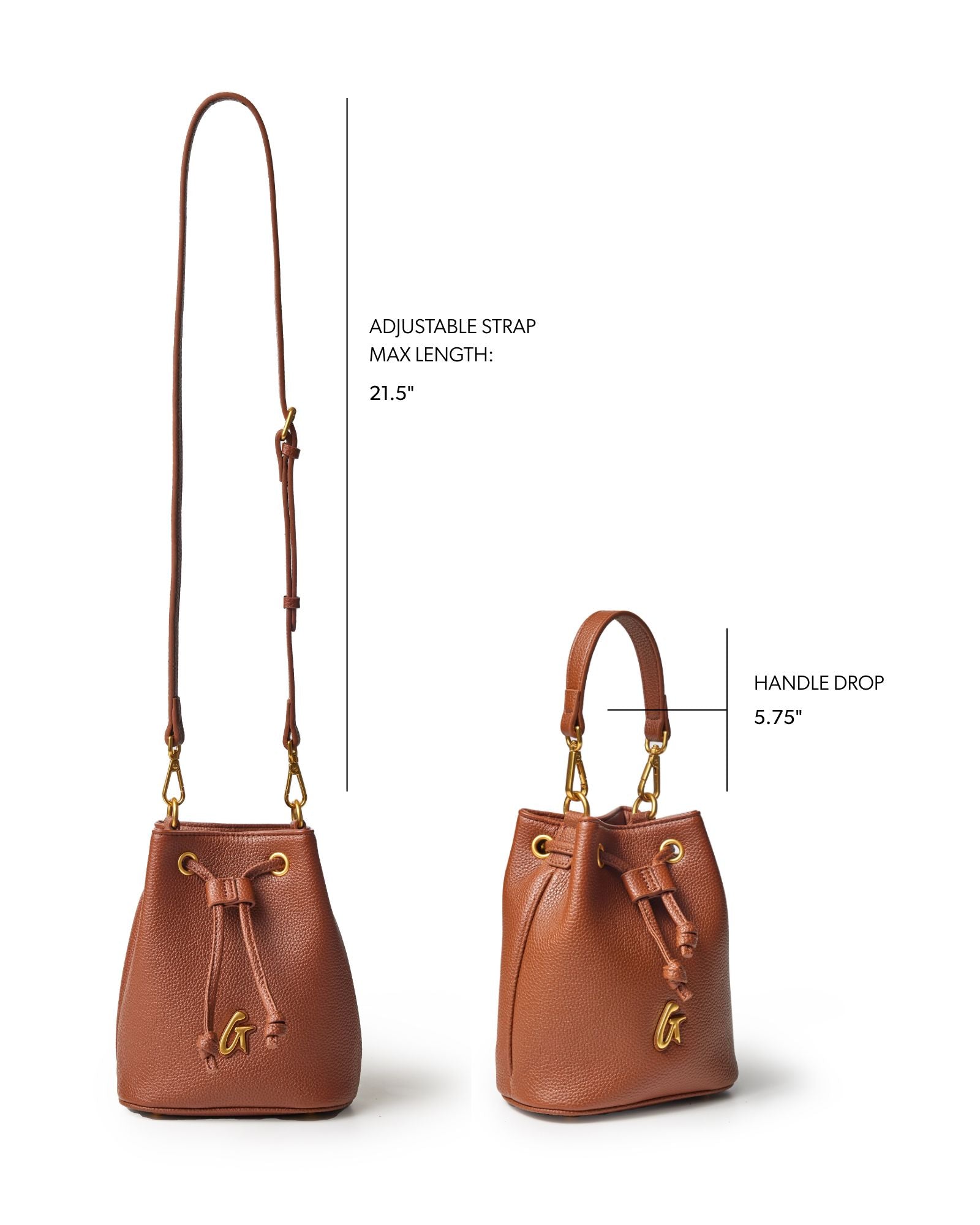MINI PEBBLE BUCKET BAG - BROWN