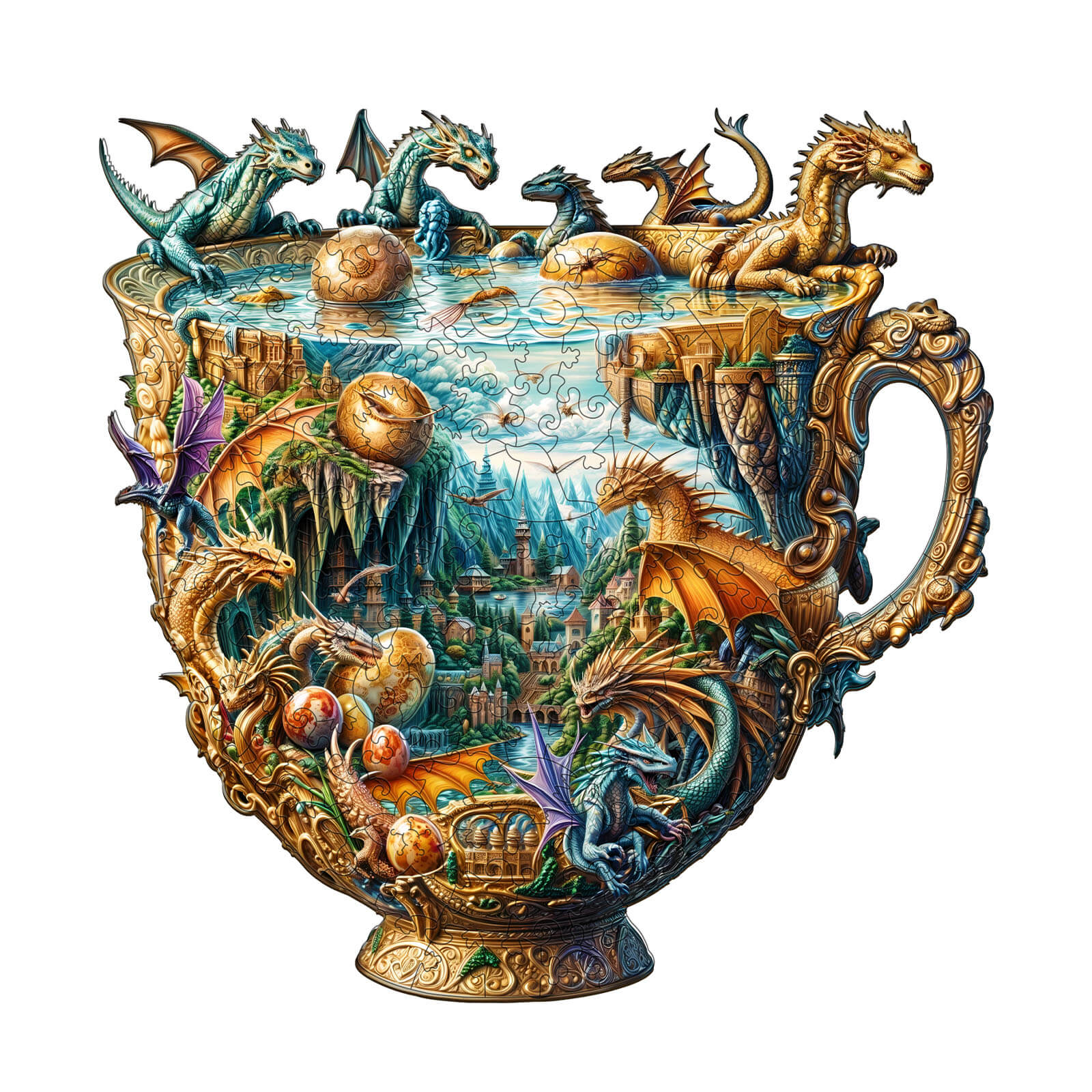 Dragon cup Wooden Jigsaw Puzzle
