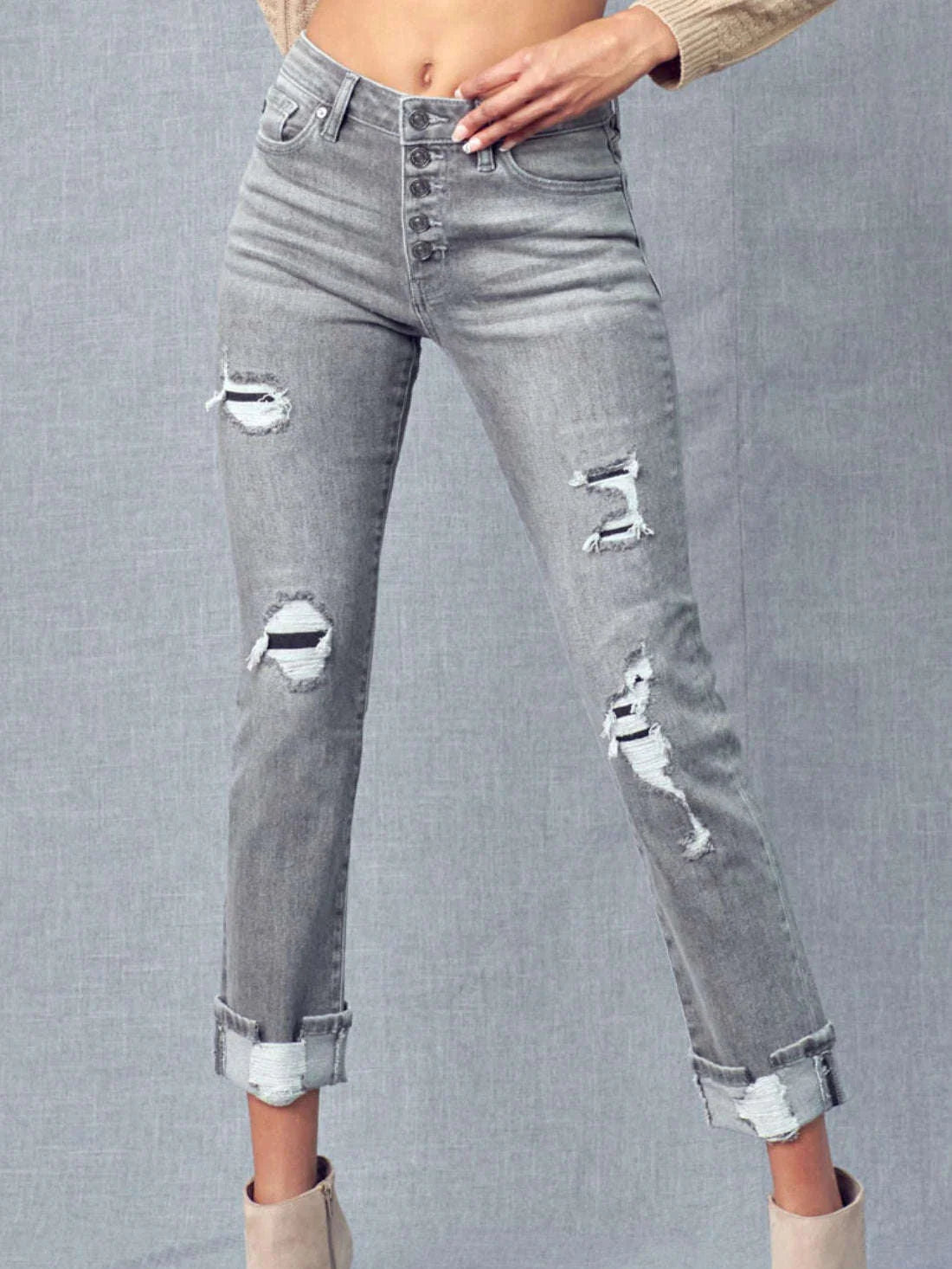 Straight n Slim Grey Kancan Jeans