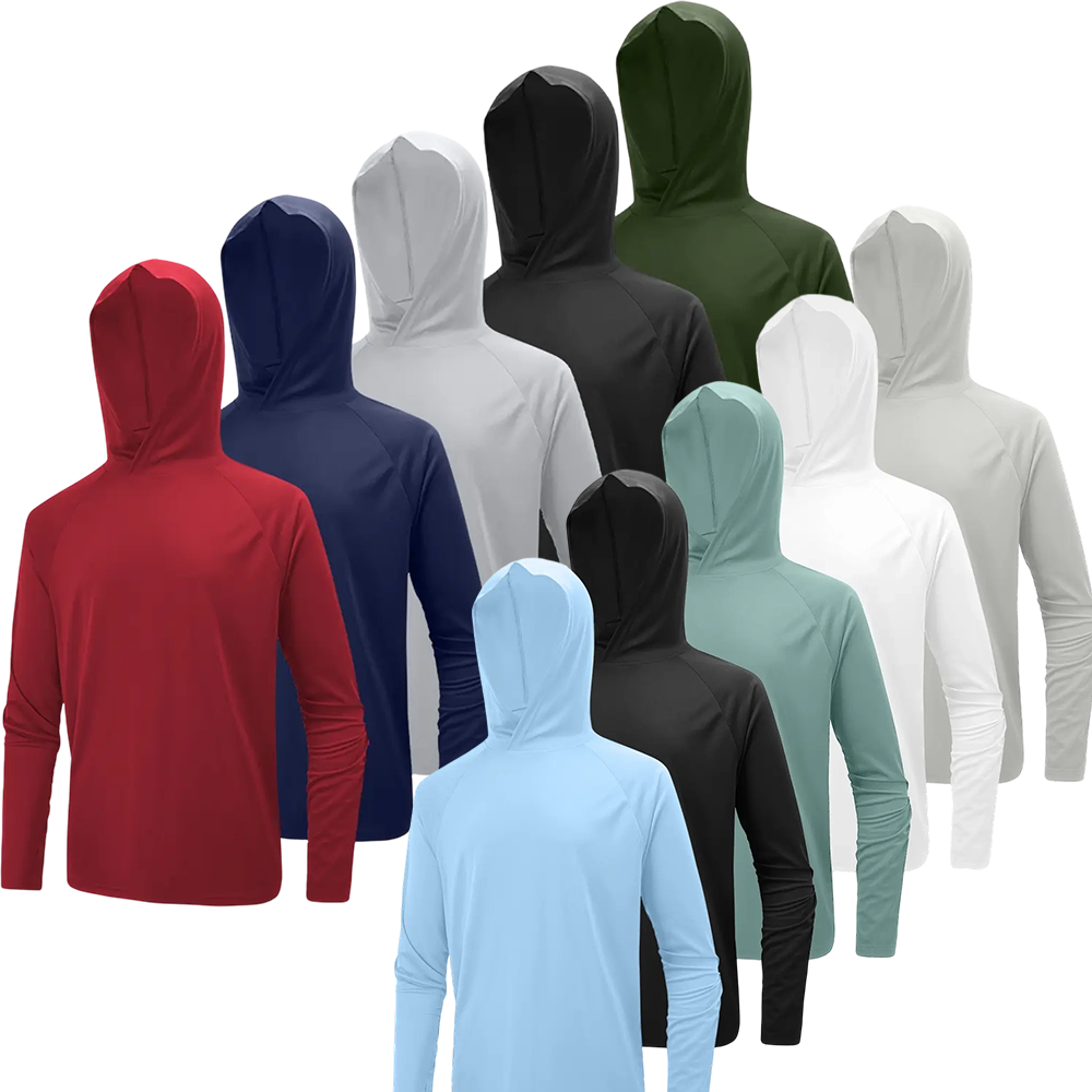 Men’s Athletic Hooded Long Sleeves – Quick Dry Running Shirts with Thumb Holes Sports Activewear Set