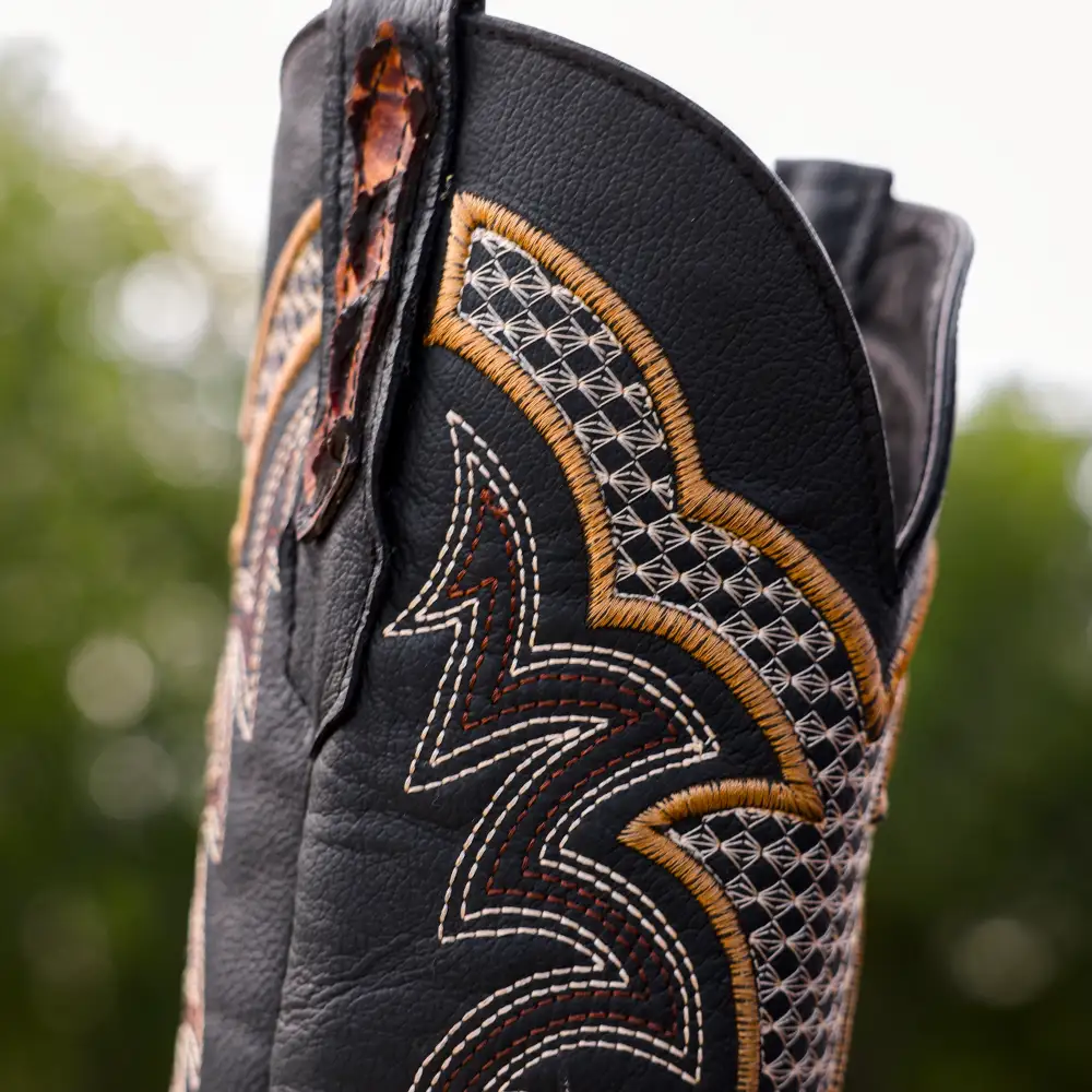 Honey Cognac Python Leather Boots - Square Toe