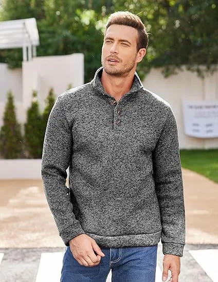 Men's Casual Slim Fit Pullover Sweater Knitted Thermal Sweatshirt.Fleece-lined For Warmth And Wind Protection.Comfortable And Stylish