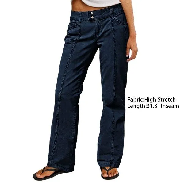 Mid Rise Straight Leg Pants women’s clothes Stretchy Fabric