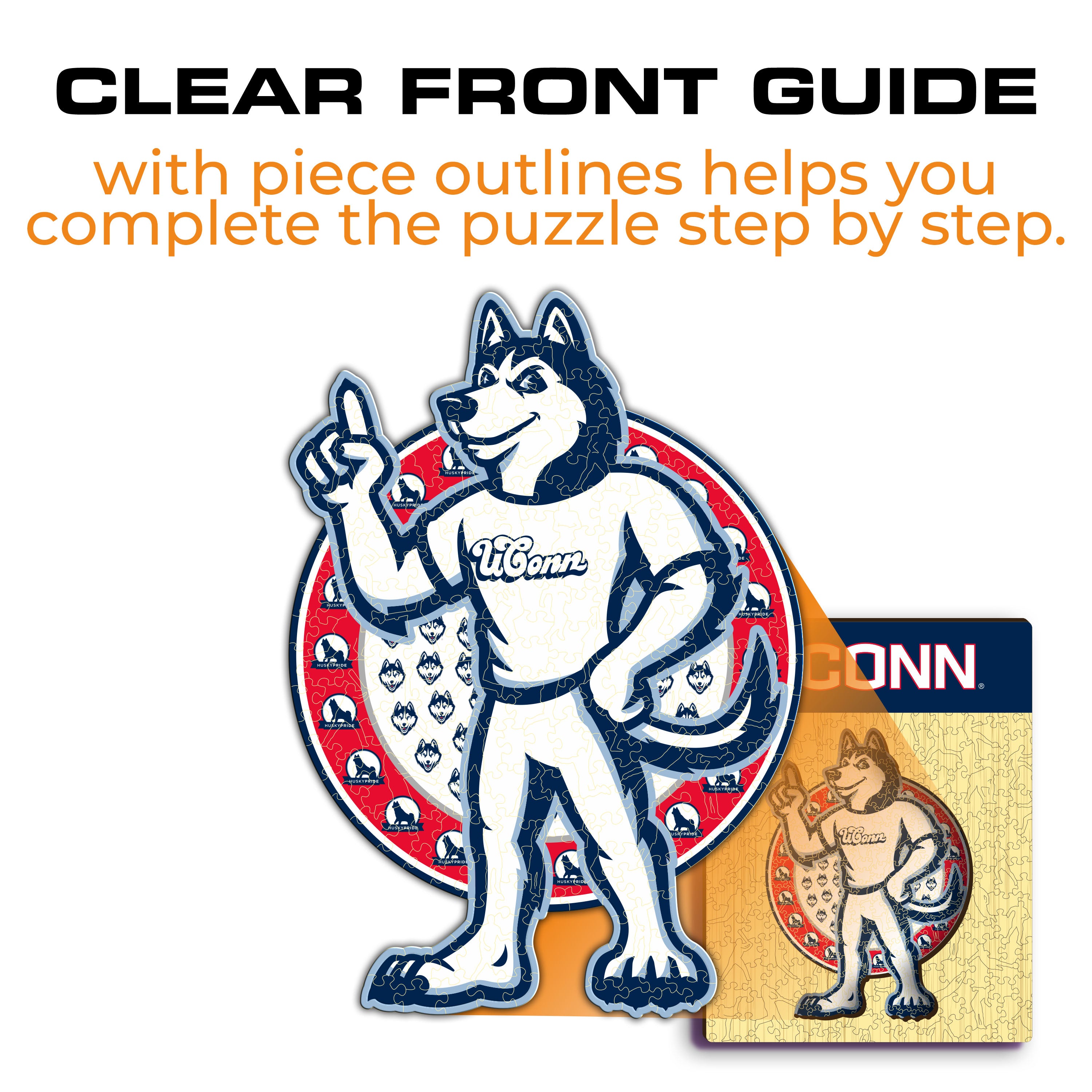 University of Connecticut Mascot - Wooden Puzzle