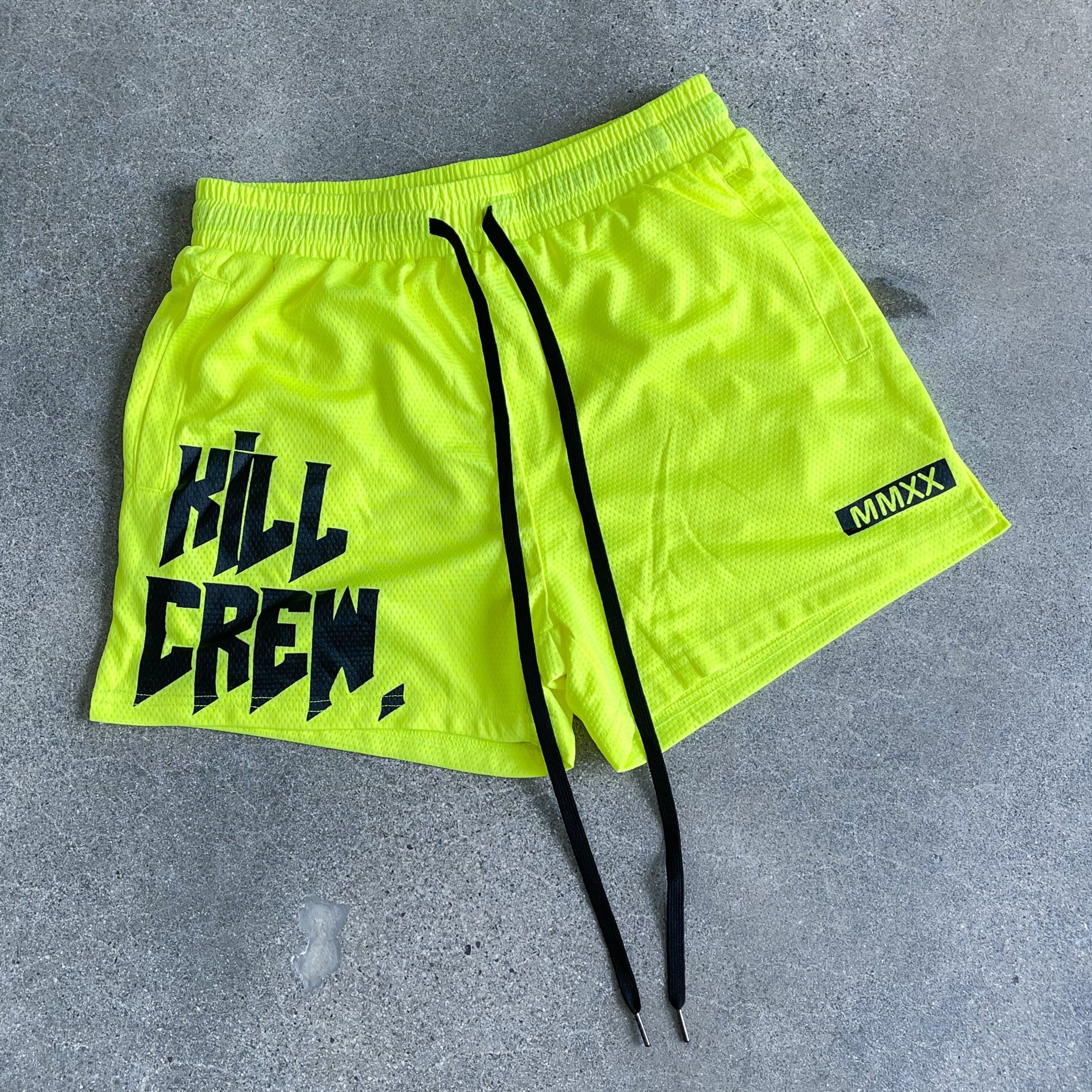 MUAY THAI SHORTS (MID THIGH CUT) - NEON YELLOW