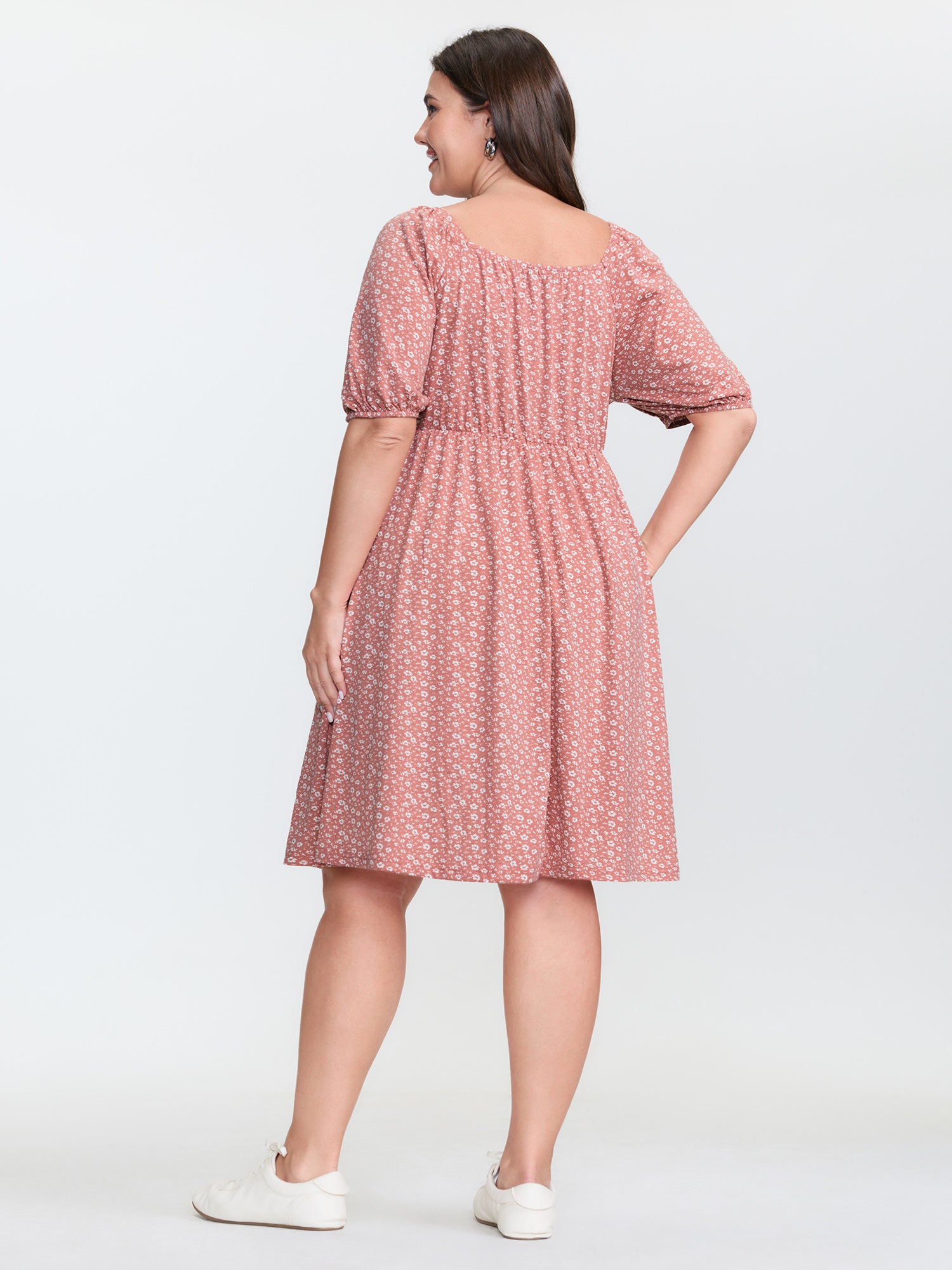 Floral Print Button Detail Mini Dress