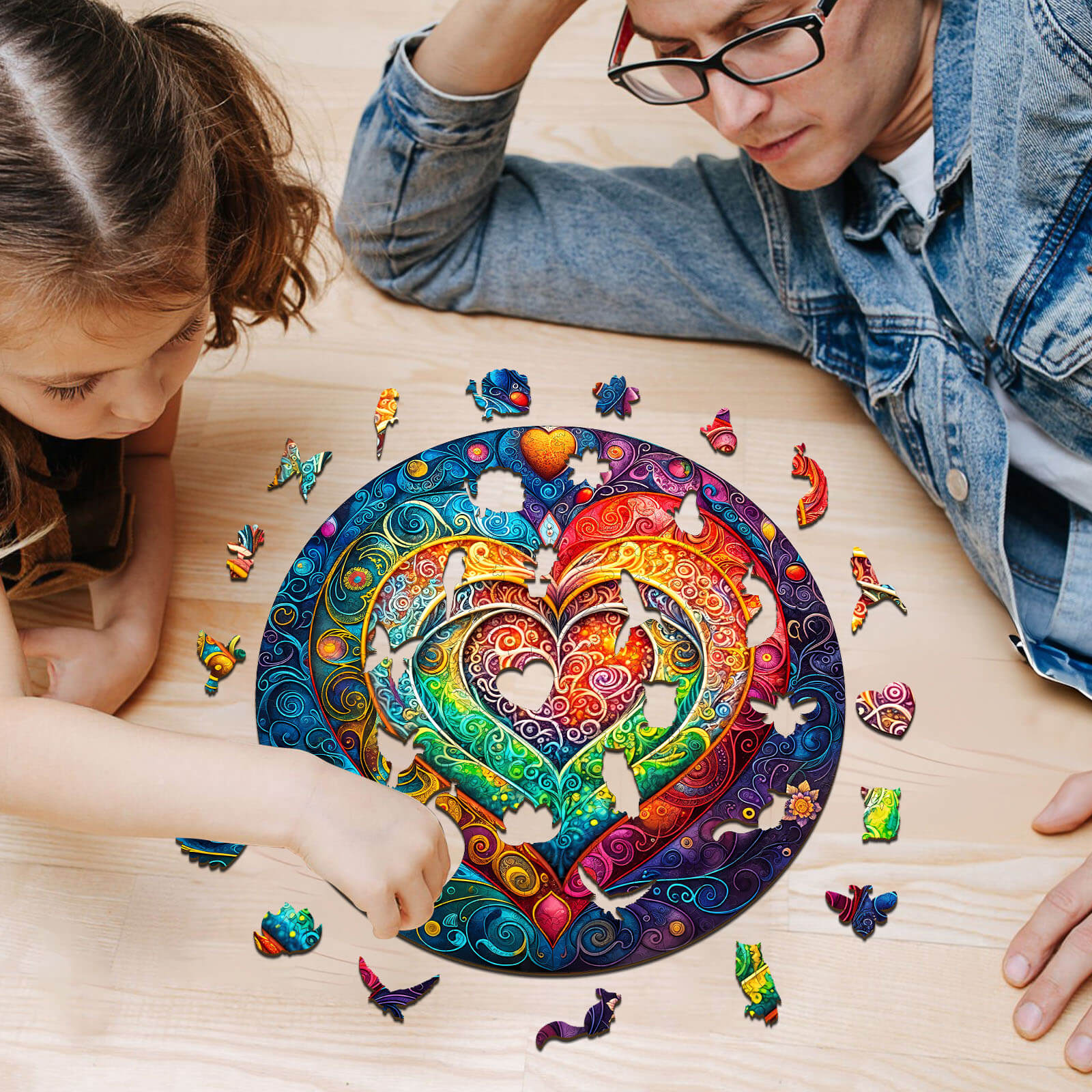 Mandala Heart Wooden Jigsaw Puzzle