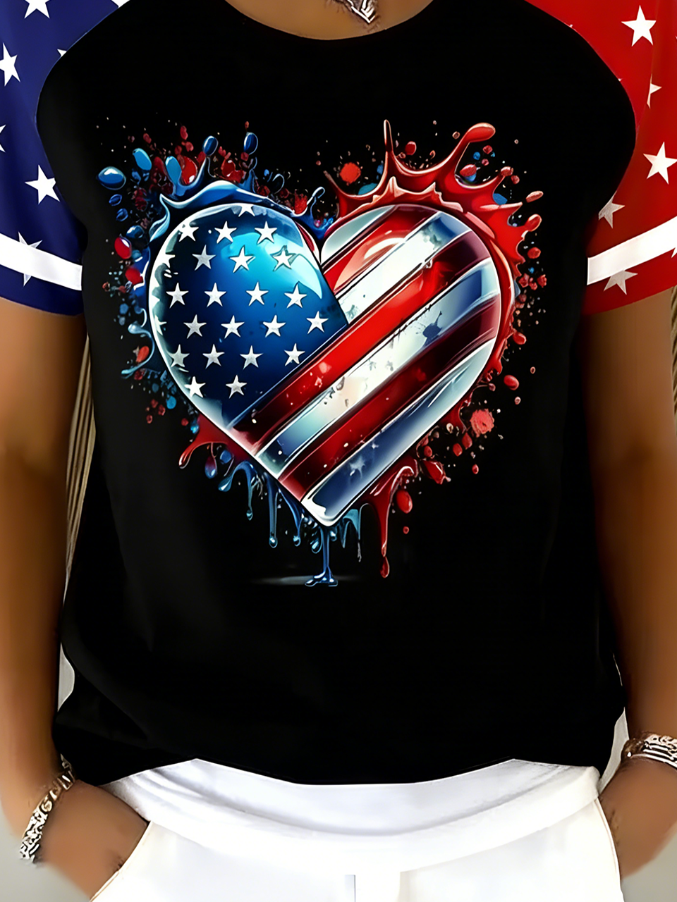 Elegant Regular Fit Cotton America Flag T-Shirt
