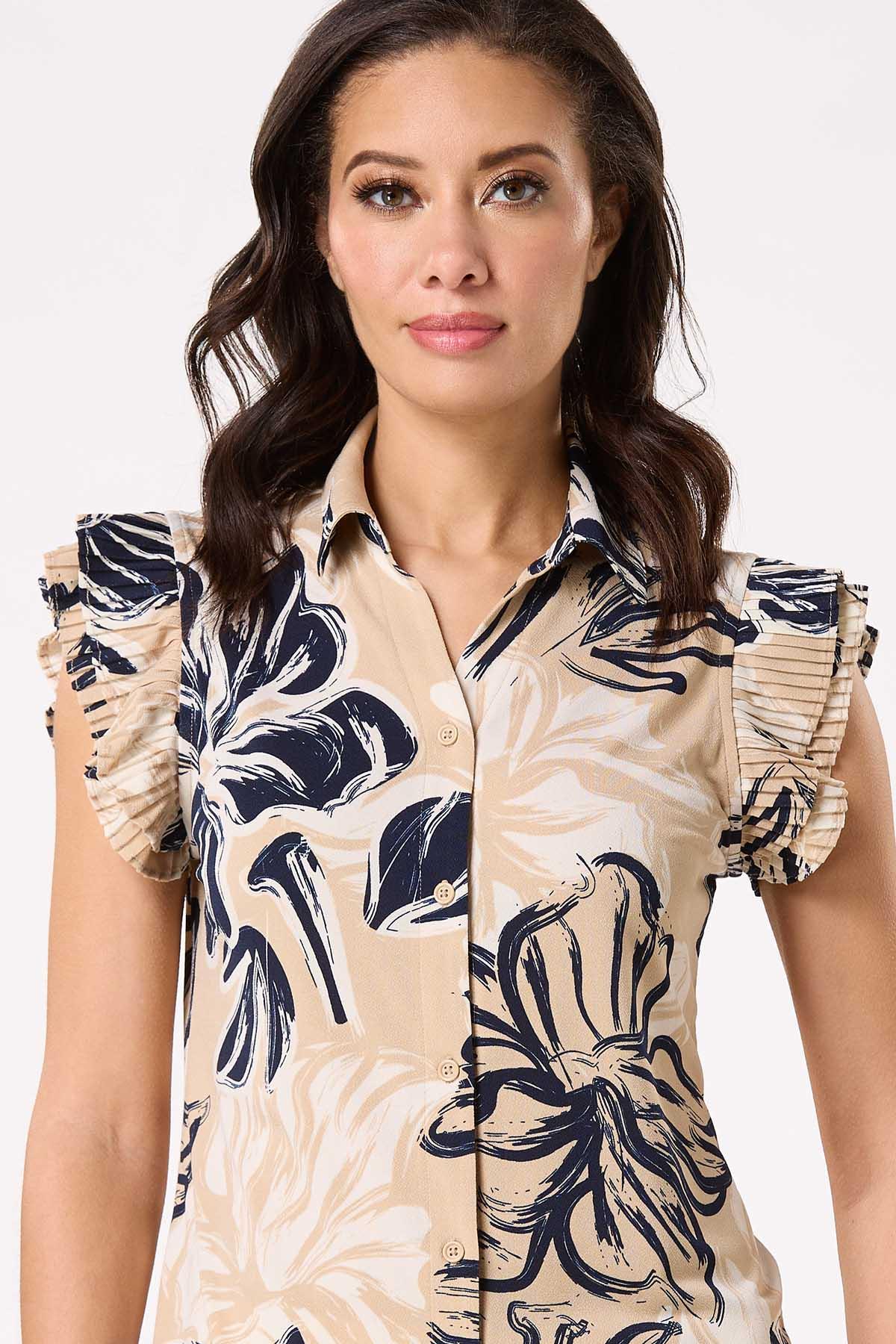 Navy Floral Button Down Tank