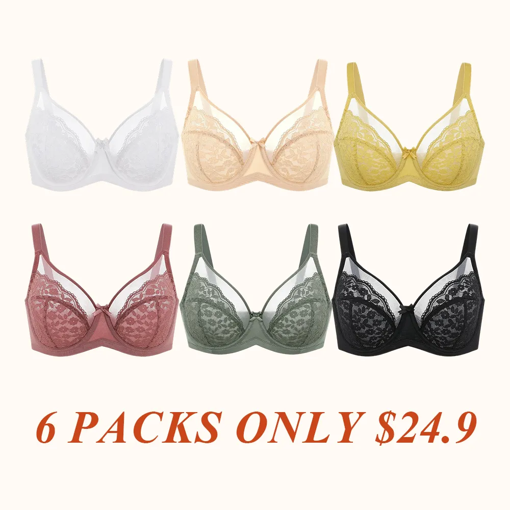 minimizer Bra Floral Lace Unlined Comfort Non-Padded Full Coverage