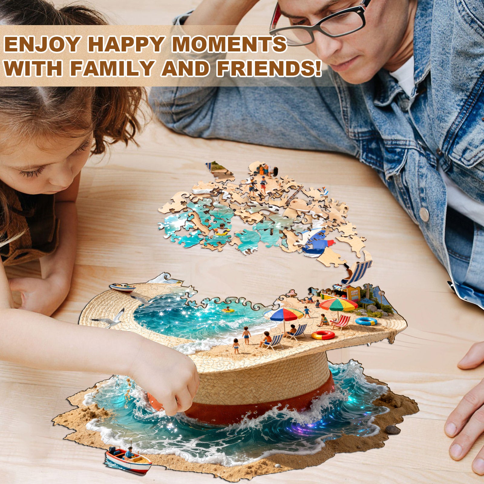 Straw Hat Shore Wooden Jigsaw Puzzle