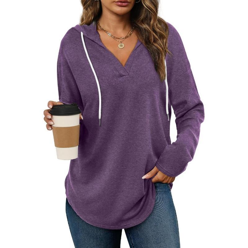 Women's Plaid V-Neck Tunic Sweatshirt