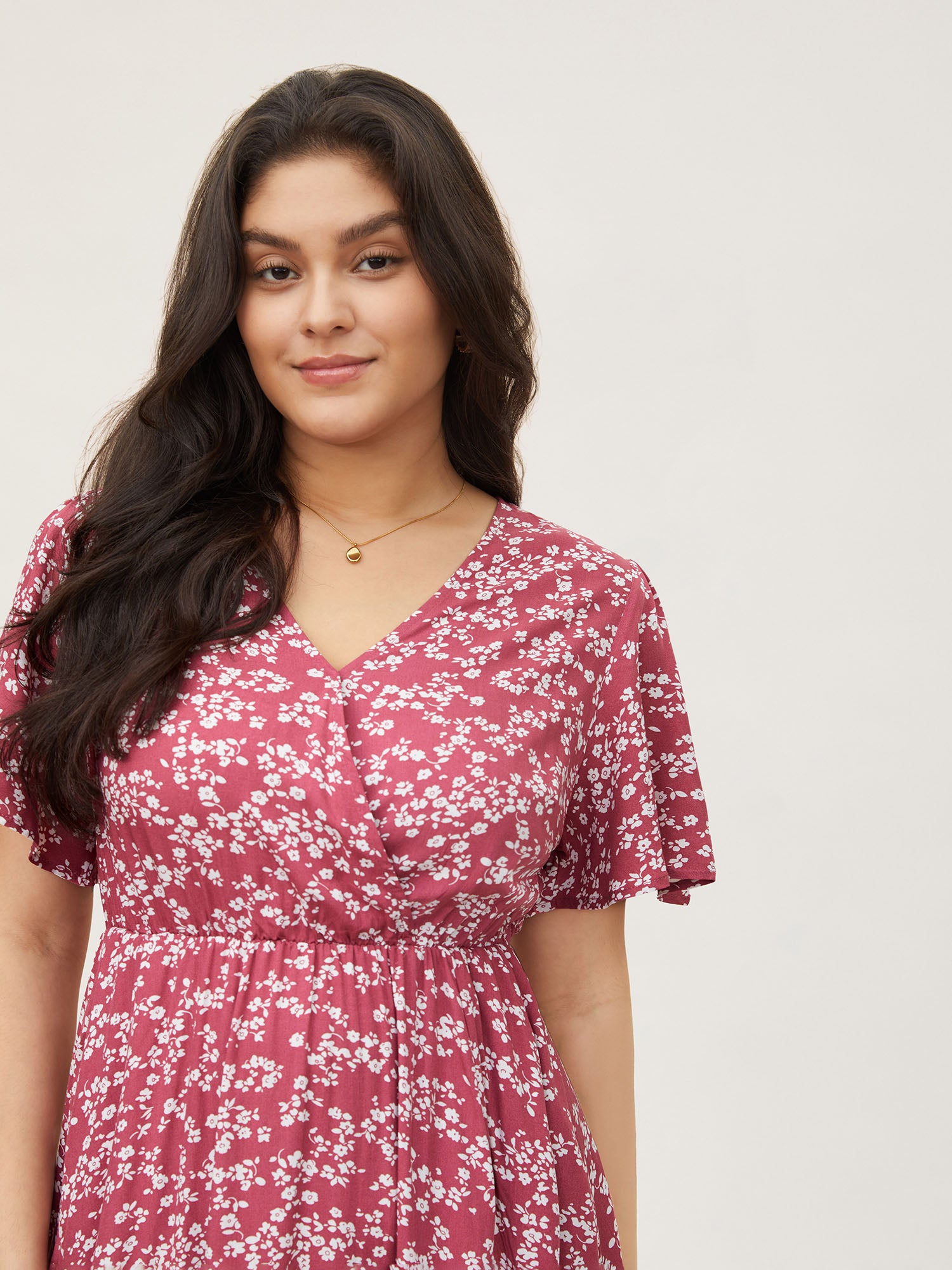 Bloom Dress - Flutter Sleeve Ditsy Floral Pocket Split Maxi Dress