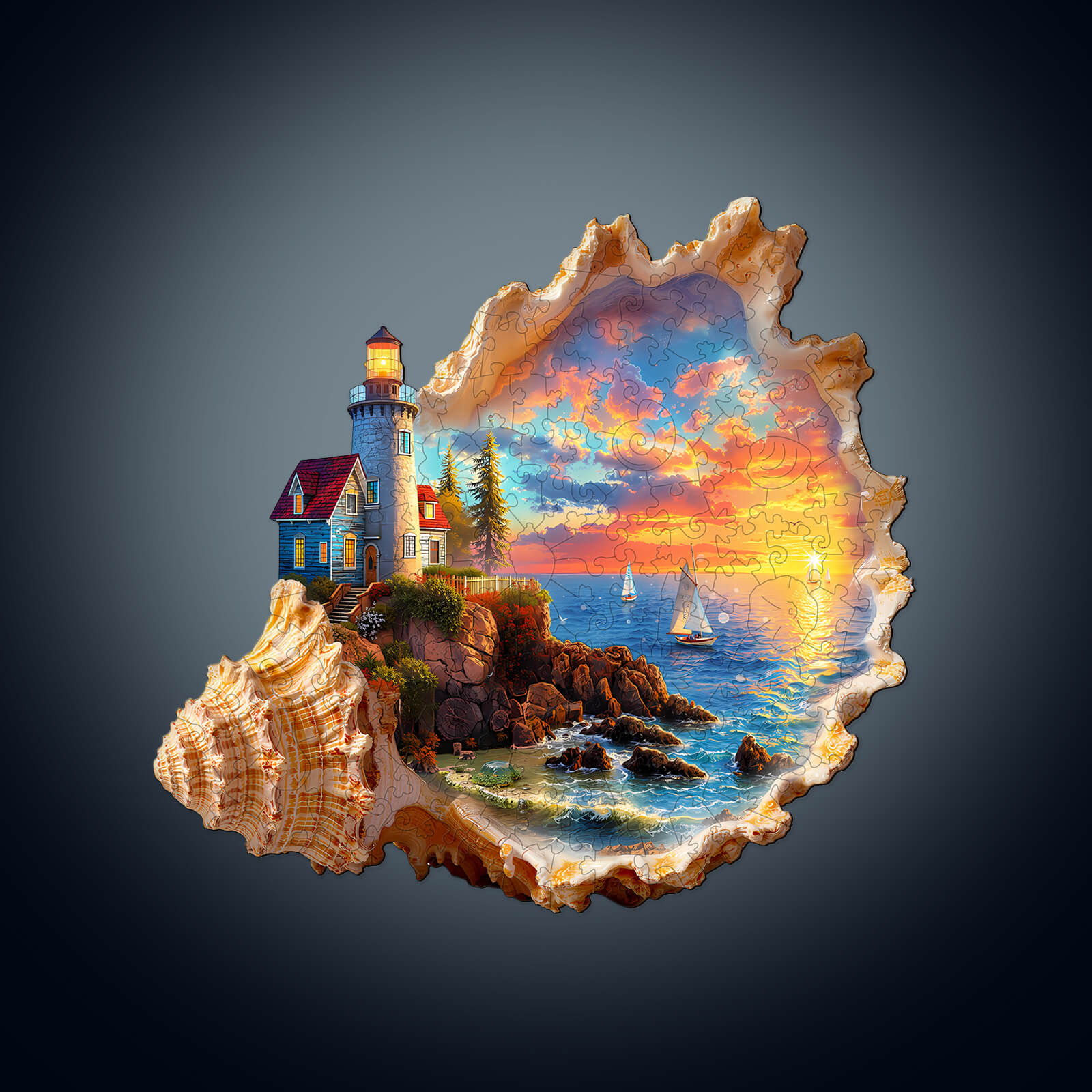 Sunset by the seaside Wooden Jigsaw Puzzle