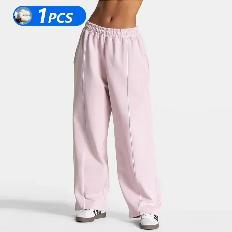 Womens Workout Straight Yoga Pants for Girls High Waist Wide Leg Sweatpants with Pockets Fashion Stretch Lounge Comfy Joggers Gym Pants