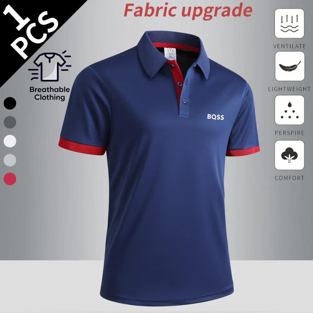 Summer new men's comfortable POLO shirts, classic button-down lapel tops