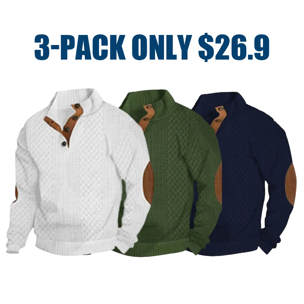 Men's color-blocked jacquard button-down sweatshirt