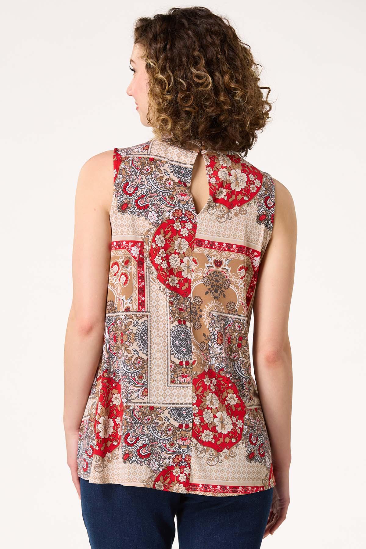 Red Medallion Lace Up Tank