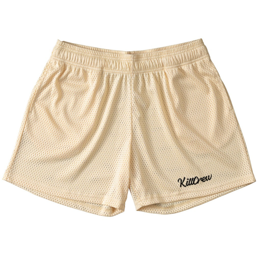 VENTED MESH SHORTS SCRIPT - CREAM / BLACK
