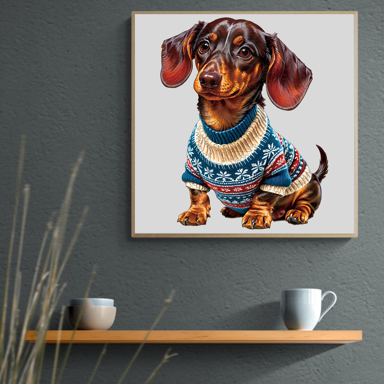 Trendy Dachshund Wooden Jigsaw Puzzle