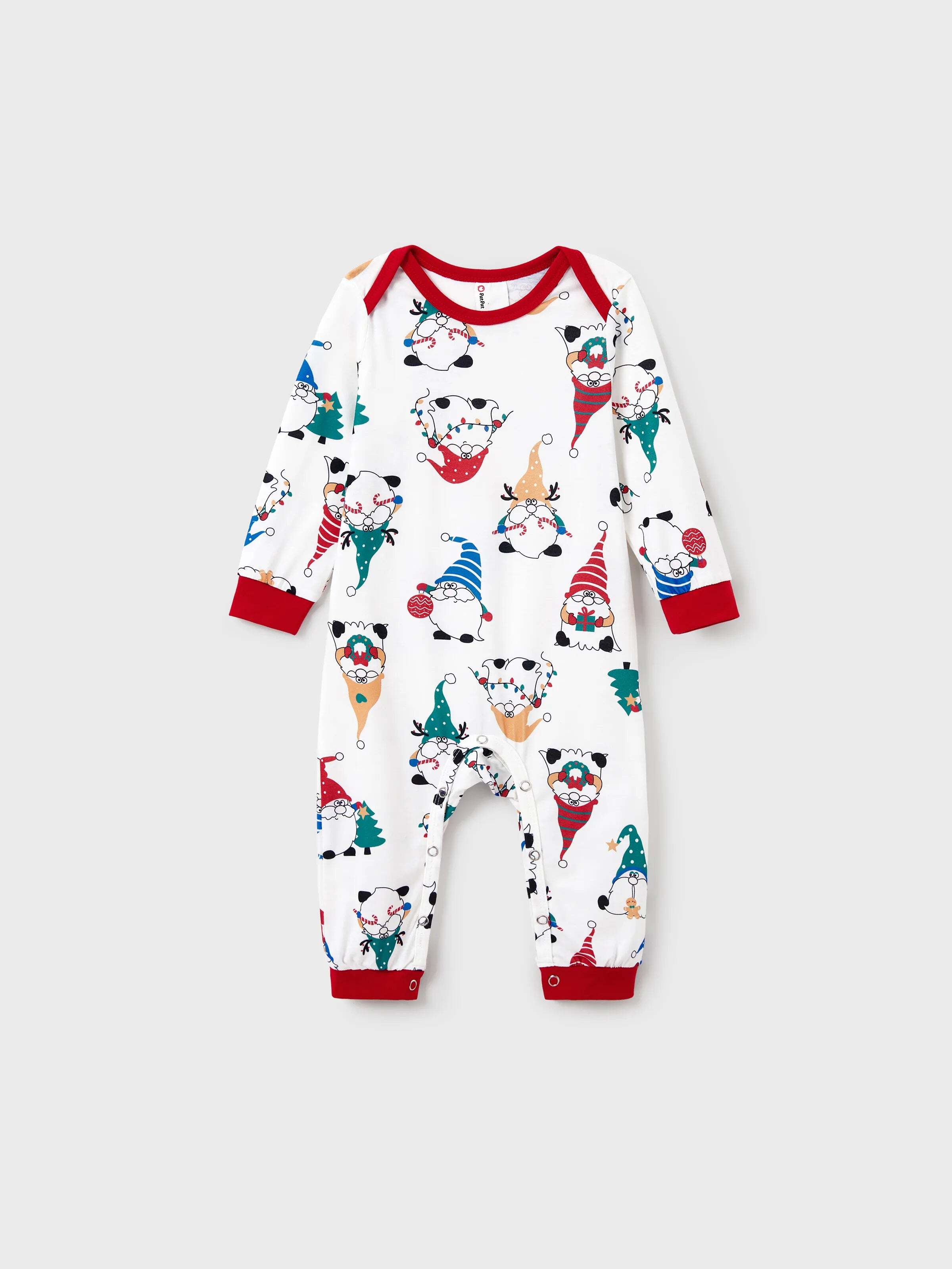 Christmas Matching Family Pajamas Set Christmas Gnome Print PJS with Christmas Socks Red