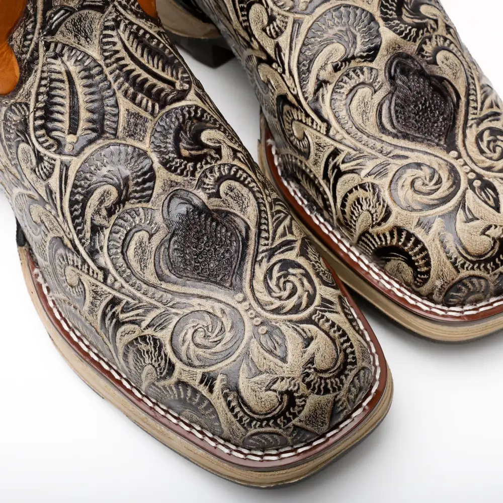 TBR Desert Hand-Tooled Leather Boots With 3D Lightweight Sole - Composite Toe