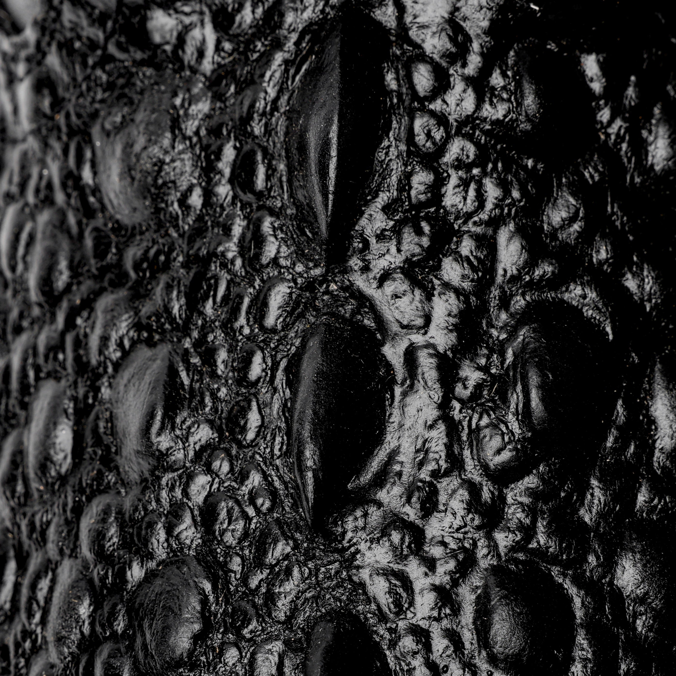 Black Snapping Turtle Leather Boots - Square Toe