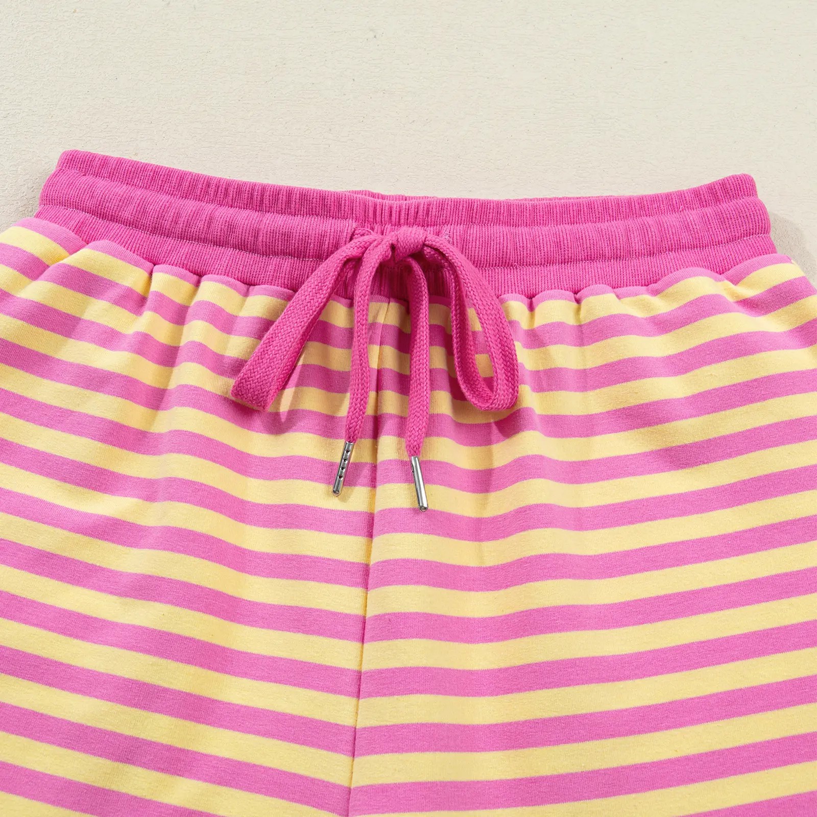 Women's Stripe Drop Shoulder T-Shirt & Short Set