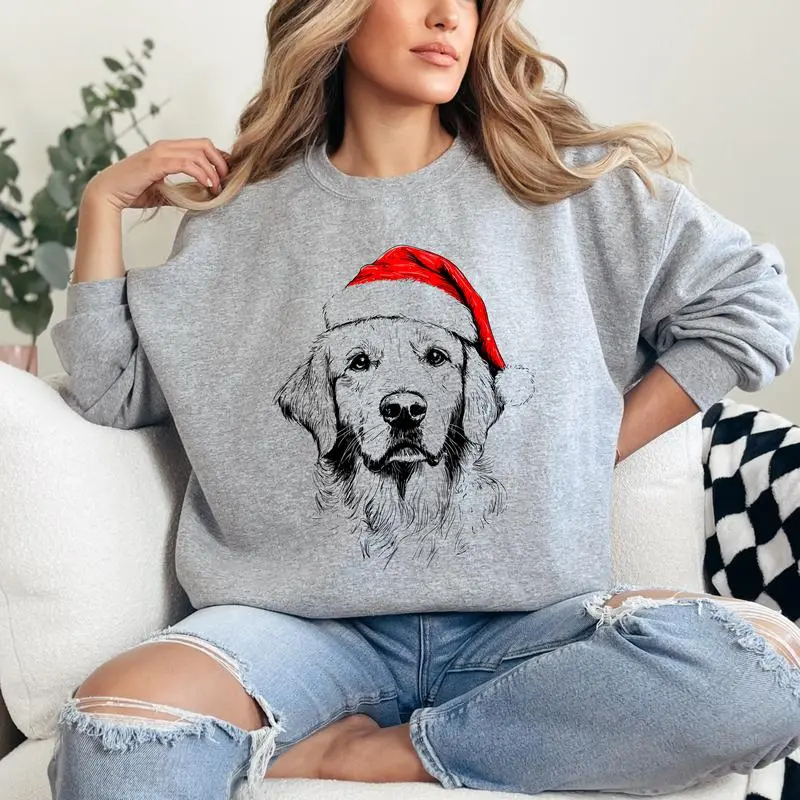 50 Dog Breeds Santa Hat Gildan Christmas Unisex Pullover