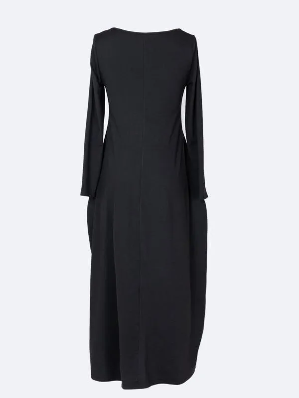 Women's Long Nightgown, Leopard Print in Coffee, Casual Round Neck Long Sleeve Pocket Sleepwear