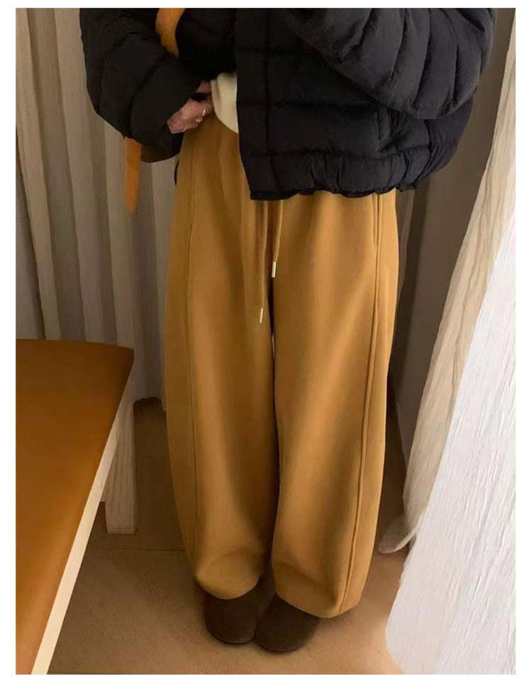 Women's Fleece-Lined Wide-Leg Pants, Warm Winter Trousers, Flattering Fit, Thick and Loose-Fitting