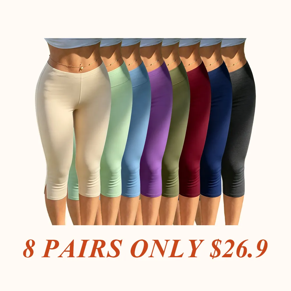 Women's Y2K Streetwear Black Capri Slim-Fit Pants, Active Pants With Side Slit Detail