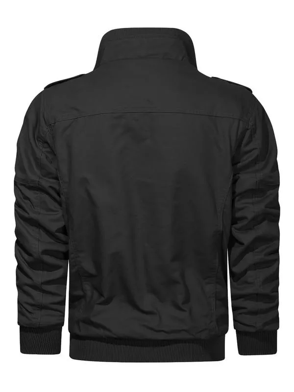 Men's Regular Fit Solid Pocket Zipper Thermal Lined Jacket
