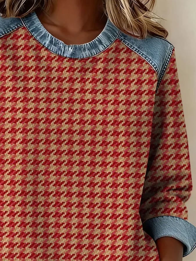 Women'S Casual Round Neck Printed Pullover Sweatshirt