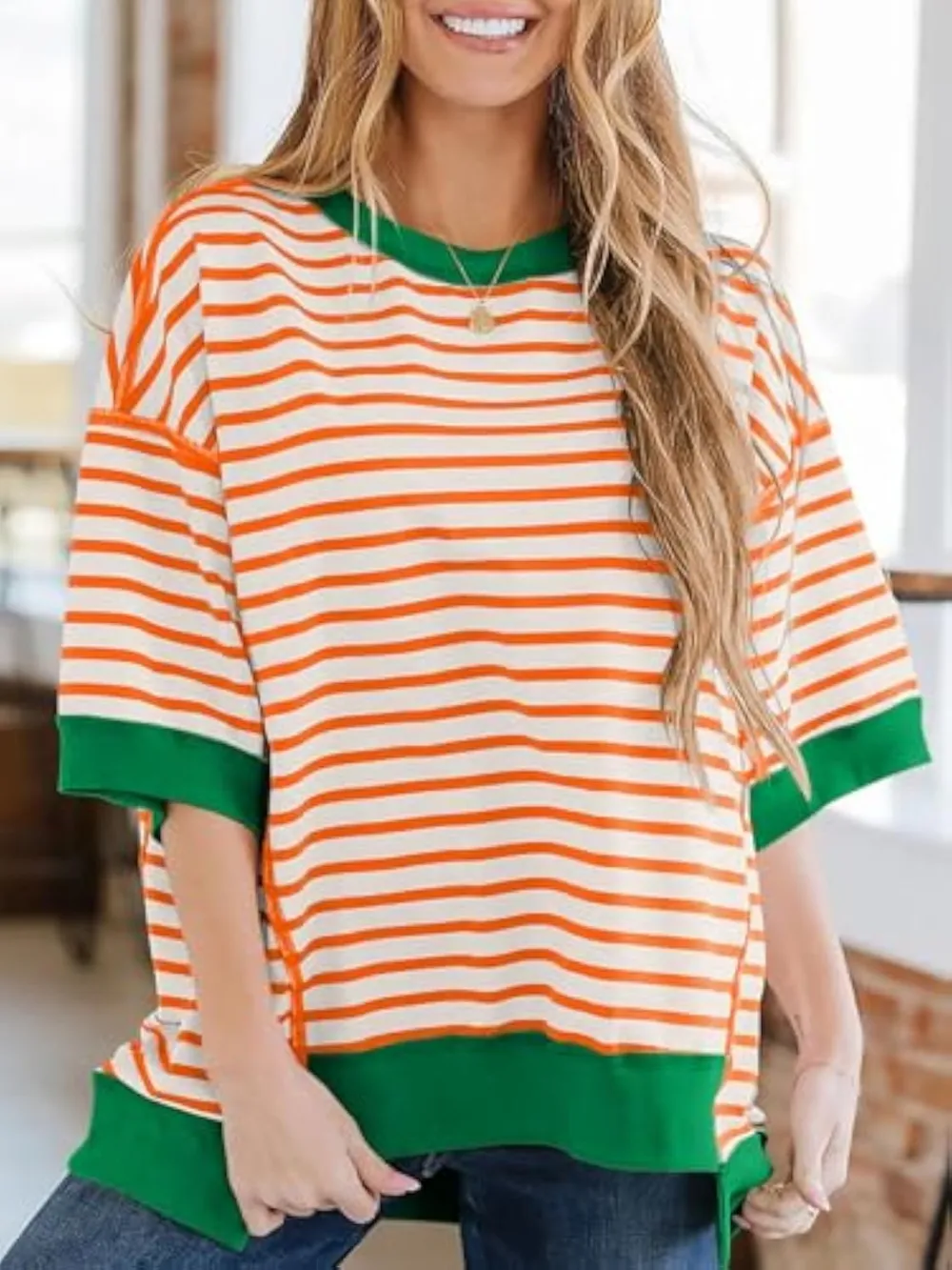 Womens Oversized Striped Color Block Tees (Just $3 Each!)