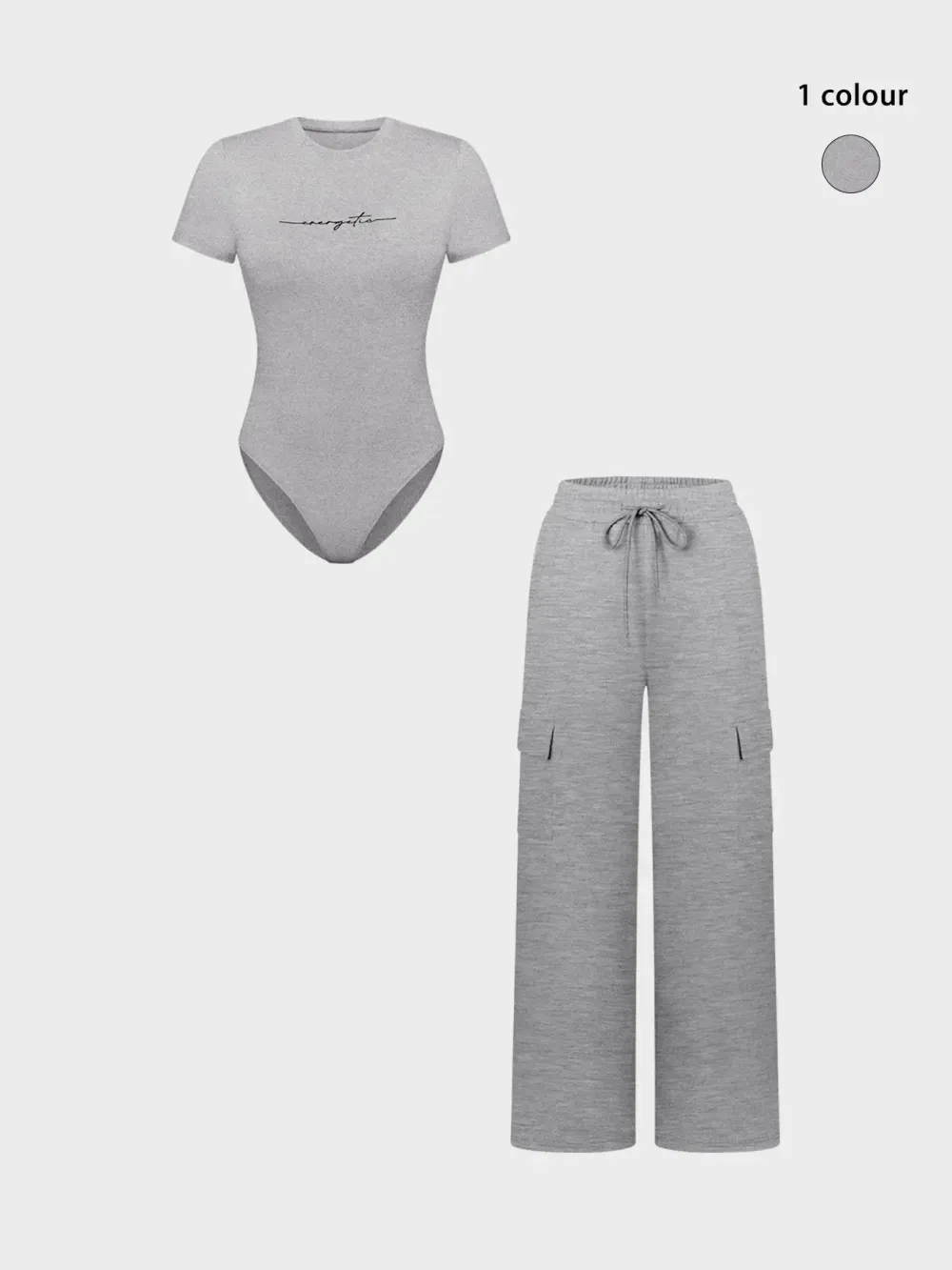 Women's Knit Letter Print Two-Piece Set, Casual Fitted Short Sleeve Jumpsuit & Long Pants, All Seasons Fashion