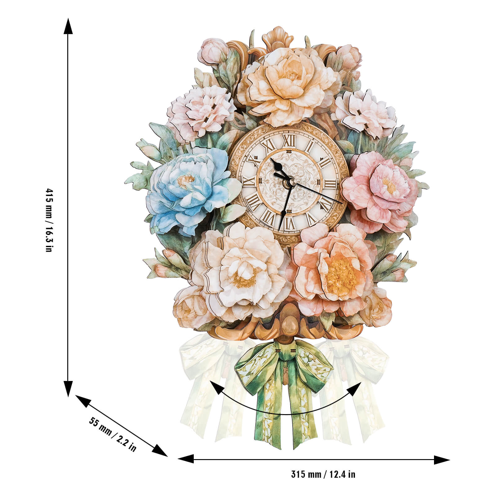 Bouquet– DIY Wooden Clock, 3D Puzzle Craft Kit